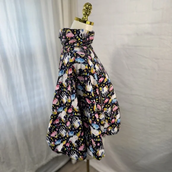 Children's Girls Unicorn Handmade Poncho Turtleneck Sweater - Picture 4 of 10